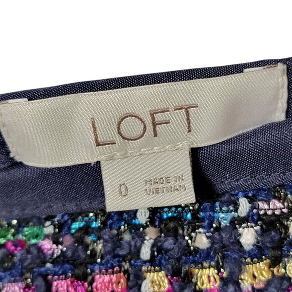 LOFT Womens Multicolor Tweed Business Casual Work Office Mini Skirt Size 0 - Picture 7 of 8